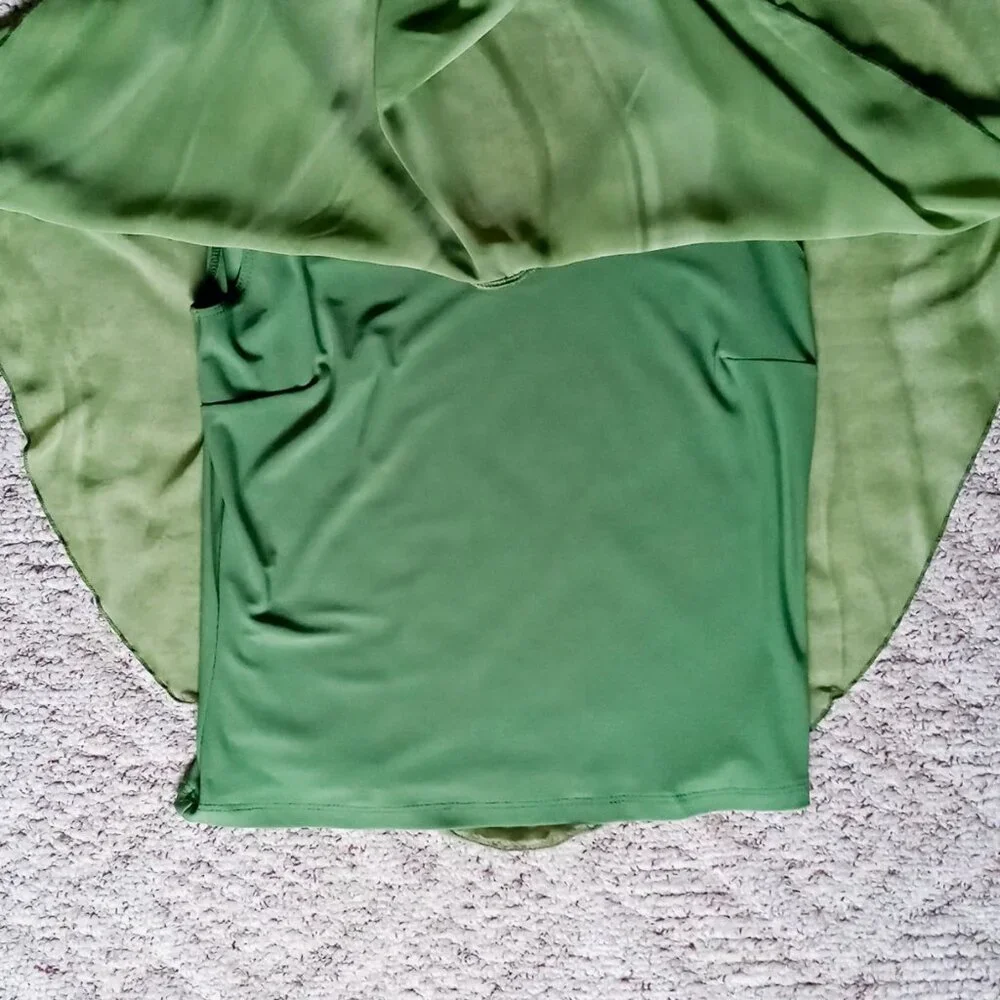 Studio 1940 Vintage Flowy Silky Sage Green Sleeveless Light & Airy Blouse - Picture 13 of 14
